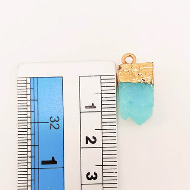 Blue Synthetic Stone Charms with Gold Tone Metal Ring Cap x 5